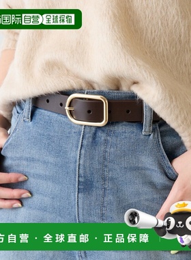 1h可退 日本直邮PAPILLONNER 女士 宽版金色扣头皮革风格腰带 CLZ