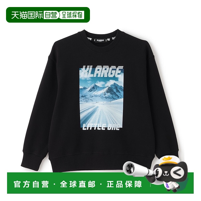 1h可退 日本直邮XLARGE KIDS儿童宽松棉质半拉链印花卫衣 9454206