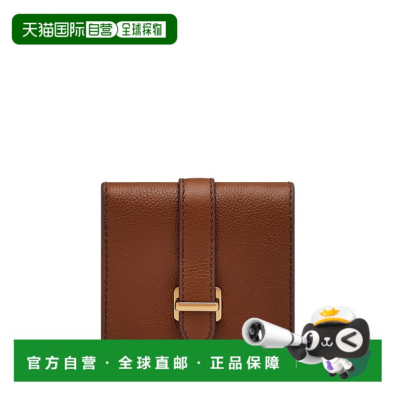 自营Fossil女士Emery皮革小号按扣双折包时尚 美国奥莱直发钱包