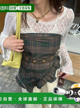 1h可退 日本直邮CIAOPANIC 女士多功能格纹荷叶边大围巾 CPZ10516