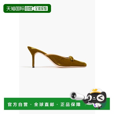 1h可退 香港直邮Staud 女士 Karine 天鹅绒凉拖 4221288AVOCADO