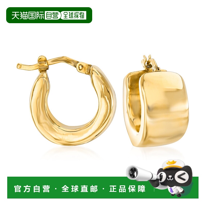 自营 Ross-Simons 意大利 18kt 黄金 Huggie Hoop 耳环 - 黄色 美