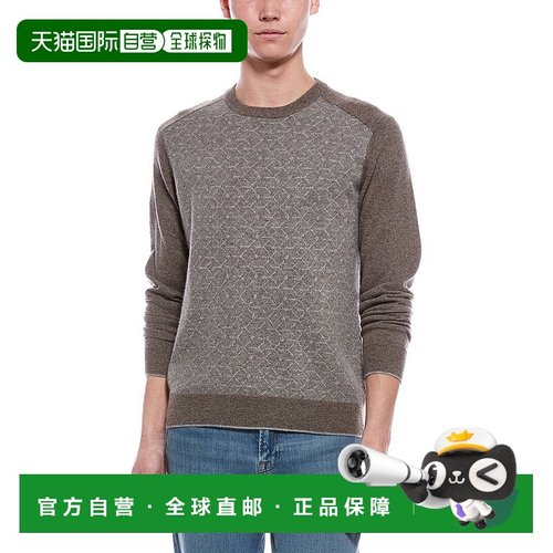 自营Raffi提花羊绒圆领毛衣-棕色 美国奥莱直发