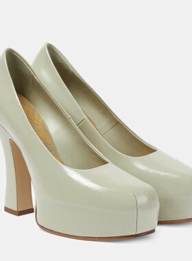 潮奢 Burberry 巴宝莉 女士 130 皮质防水台浅口鞋 001302