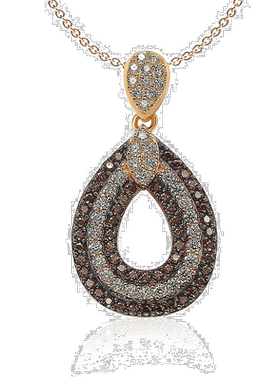 自营 Suzy Levian Rose 纯银棕色和白色方晶锆石泪珠吊坠 - 棕色