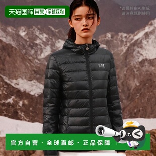 香港直邮Armani阿玛尼女士羽绒服黑色锦纶连帽式 8NTB14N12Z 薄款