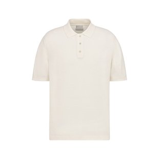 DIOR 迪奥24新款 男士 白色棉质和桑蚕丝混纺珠地布Polo衫