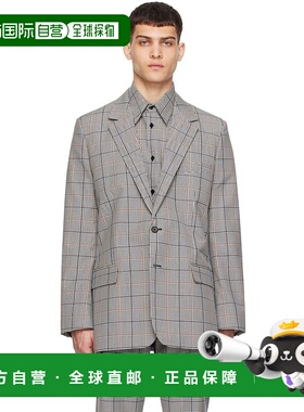 1h可退 香港直邮潮奢 Marni 玛尼 男士 灰色格纹西装外套 GUMU011