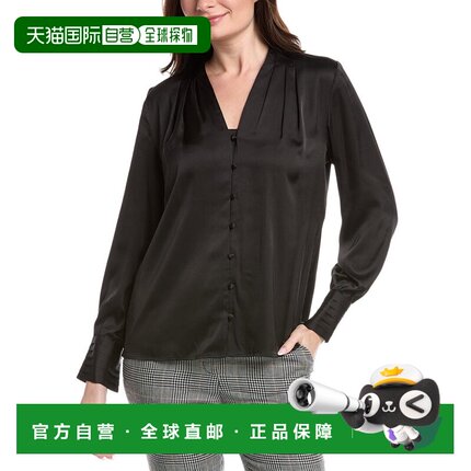 自营Anne Klein Button Blouse - black 美国奥莱直发