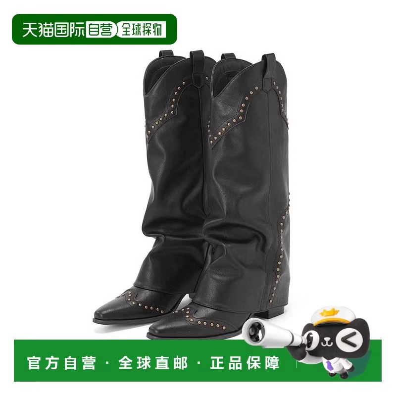 日本直邮日潮 GRL 铆钉西部长靴zr1237西部靴尖头时装靴长筒靴