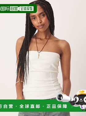 香港直邮ASOS 女士 设计棉毛布抹胸乳白色上衣(coconut)