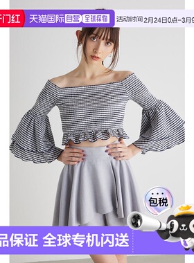 日本直邮Rienda 斜肩短款上衣 [RI3465EW24717] 黑色女装