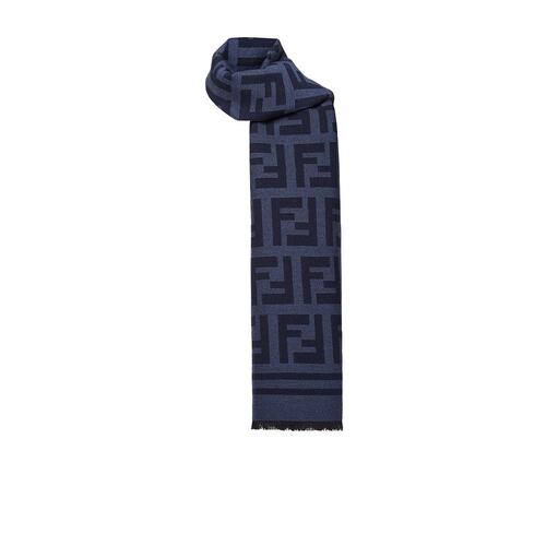 FENDI 男士围巾 FXS424A3Q1F1E20 SS2024 蓝色 徽标针织围巾