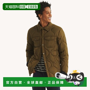 自营 Nautica 男式 Tempasphere 绗缝衬衫夹克 - 深橄榄色 美国奥
