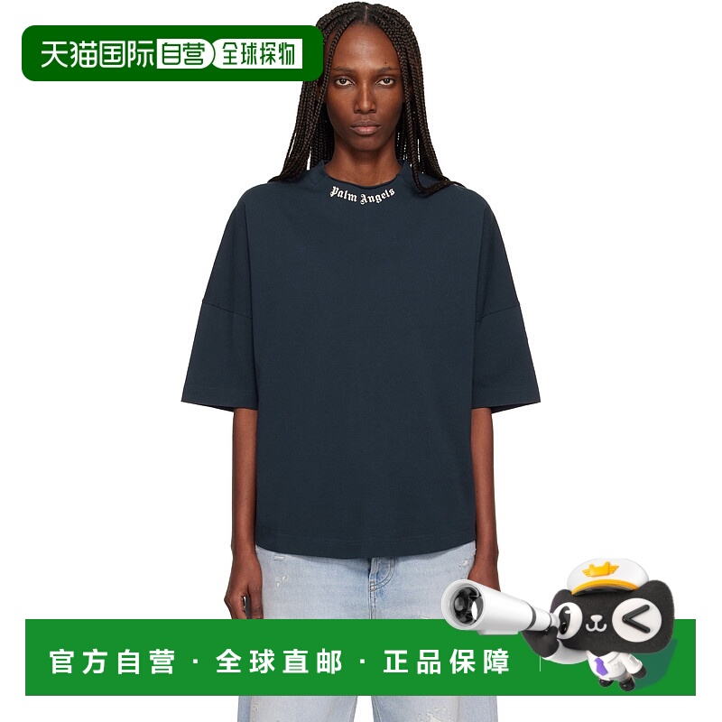 香港直邮Palm Angels 棕榈天使 女士 海军蓝 Curved Logo Collar