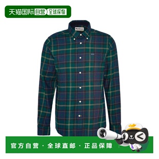自营欧洲直邮Barbour Fortrose男士藏青色/深绿色棉格纹长袖衬衫