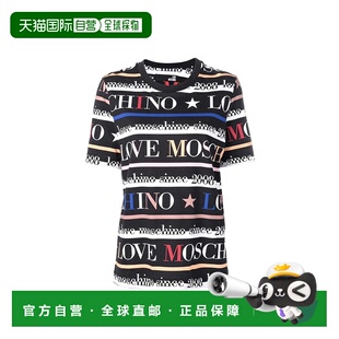 0013 W4F1500M3997 香港直邮Moschino logo条纹印花T恤