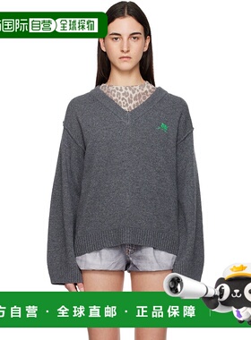 1h可退 香港直邮GANNI 甘尼 女士 灰色 Wool Mix V-neck 毛衣 K25