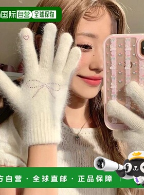 1h可退 日本直邮WEGO 女士石饰蝴蝶结手套 DF24AU09SG0008袖口