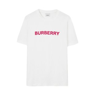 BURBERRY 女白色红字徽标印花棉质T恤 博柏利23新款