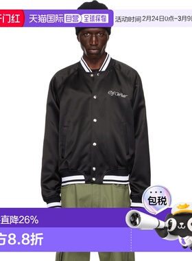 1h可退 香港直邮off-white 男士 黑色 College 棒球夹克 OMEH05AF