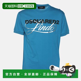 自营Dsquared2 Blue Jersey Logo Print T-Shirt - blue 美国奥莱