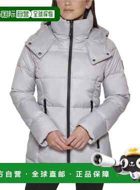 自营Kenneth Cole Cire Short Puffer Coat - silver 美国奥莱直