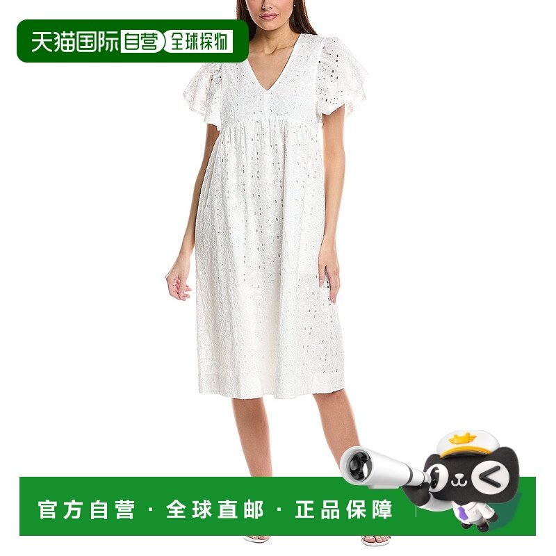 自营duffield lane达菲尔德巷Avis Midi连衣裙-白色 新款 美国奥
