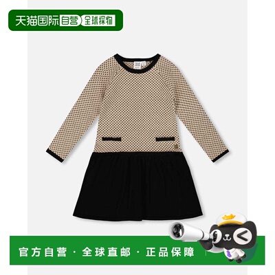 自营deux par deuxLong Sleeve Knit Sweater Dress Black and Be