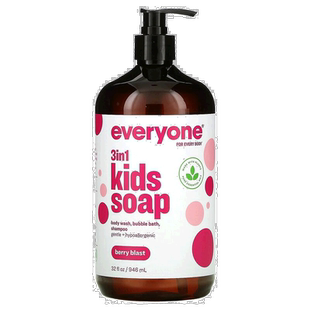 香港直发Everyone3合1儿童香皂温和液体混合浆果味946ml沐浴露