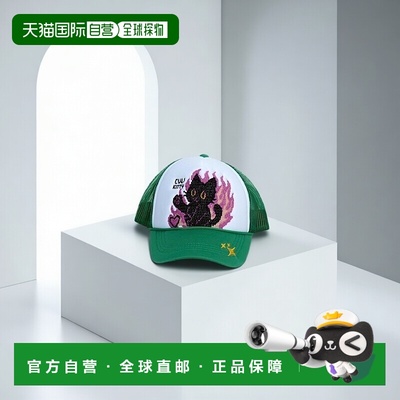 1h可退 日本直邮primula男装火焰黑猫刺绣半网眼帽潮流夏季透气休