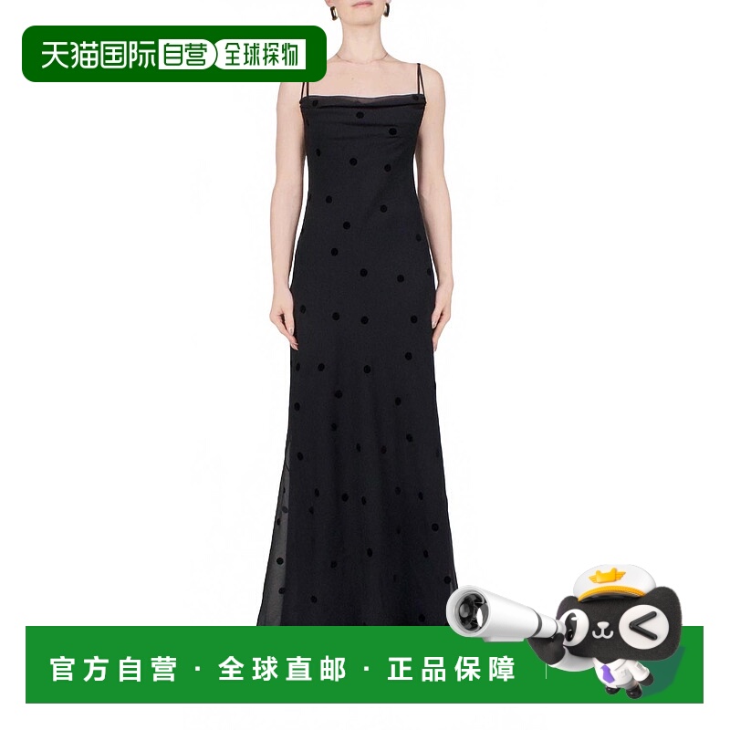 自营anna october女式Coletta Sheer波尔卡圆点长裙，黑色 美国奥