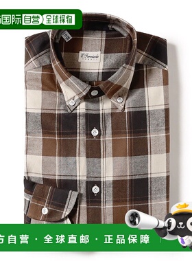 1h可退 日本直邮ERRICO FORMICOLA 男士格纹扣领衬衫 21110501264