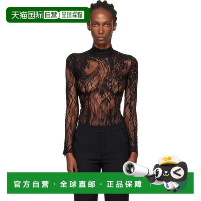 1h可退 香港直邮Balmain 巴尔曼 女士 黑色 Long-Sleeved Lace 连