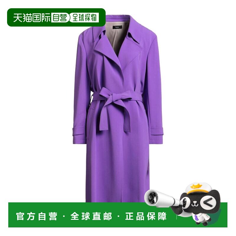 香港直邮THEORY 希尔瑞 女士 长款夹克 purple紫色 舒适时尚风衣