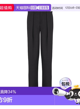 香港直邮Balmain 褶饰粒纹羊毛长裤 DH0PQ305WC09休闲裤阔腿裤