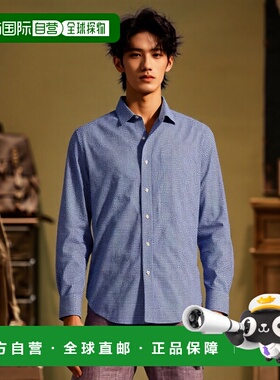 自营 J.McLaughlin格子Gramercy梭织衬衫-蓝色/白色 美国奥莱直发