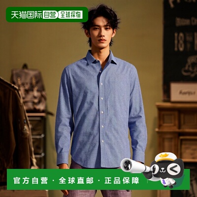 自营 J.McLaughlin格子Gramercy梭织衬衫-蓝色/白色 美国奥莱直发