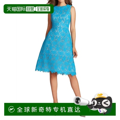 自营 teri jon绿松石色无袖合身N喇叭鸡尾酒会连衣裙 【美国奥莱