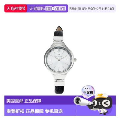 自营 Timex Viewpoint银色黑色皮革女士手表-黑色 美国奥莱直发