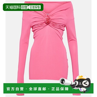 1h可退 香港直邮Blumarine 蓝色情人 女士 花朵装饰露肩针织上衣