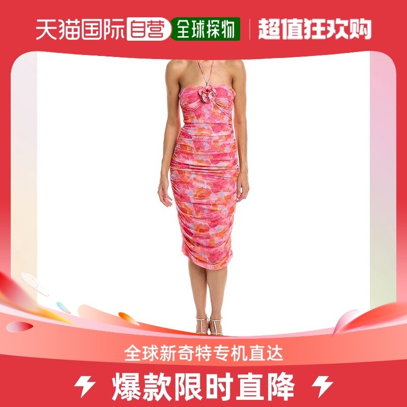 Avantlook 褶饰中长早秋新款连衣裙 粉红色 【美国奥莱】直发