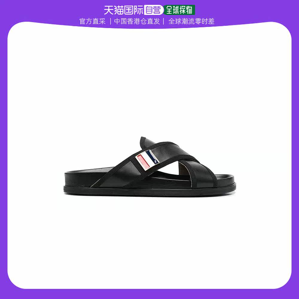 香港直邮Thom Browne汤姆布朗TB男士休闲凉鞋一脚蹬黑色轻便百搭