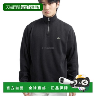 韩国直邮Lacoste连帽卫衣男女同款徽标时尚日常百搭柔软舒适黑色