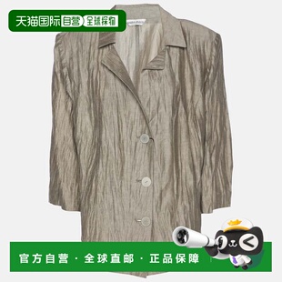 自营Marina Rinaldi Grey Texture Linen Blend Blazer - grey 美