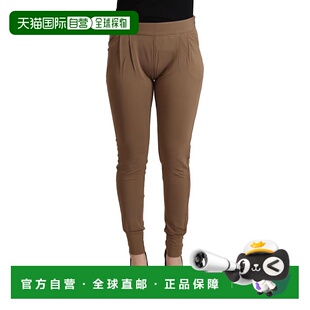 粘胶中腰修身 Street 胶带女式 长裤 美国奥 自营 棕色 Scervino