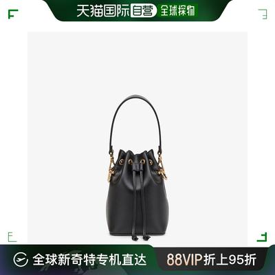 香港直邮潮奢 Fendi 女士Mon Tresor黑色皮质迷你手袋