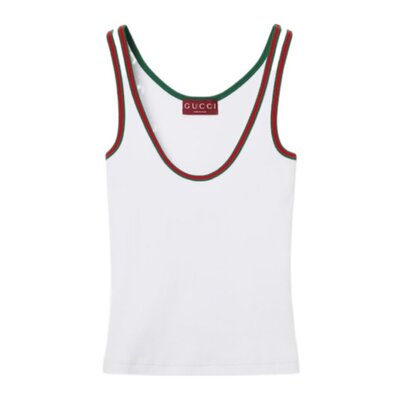 GUCCI 女士背心吊带 815851XJG5O9692 SS2025 白色 织带棉质背心