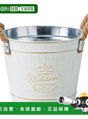 【日本直邮】Green House 优雅马口铁圆形中号白色 4869-C