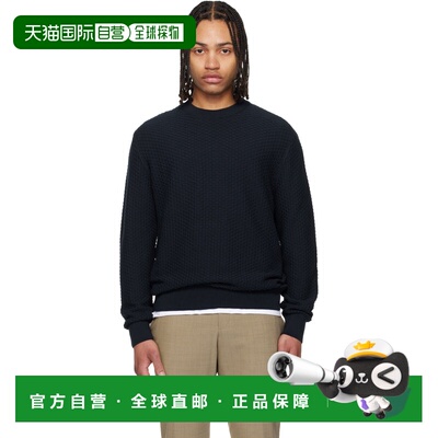 香港直邮潮奢 BOSS 波士 男士 海军蓝 Cotton Knitted Structure